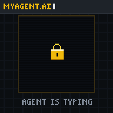 Animation: an agent types mint, its Agent ID is verified, traits roll and lock, the agent name is engraved, minted